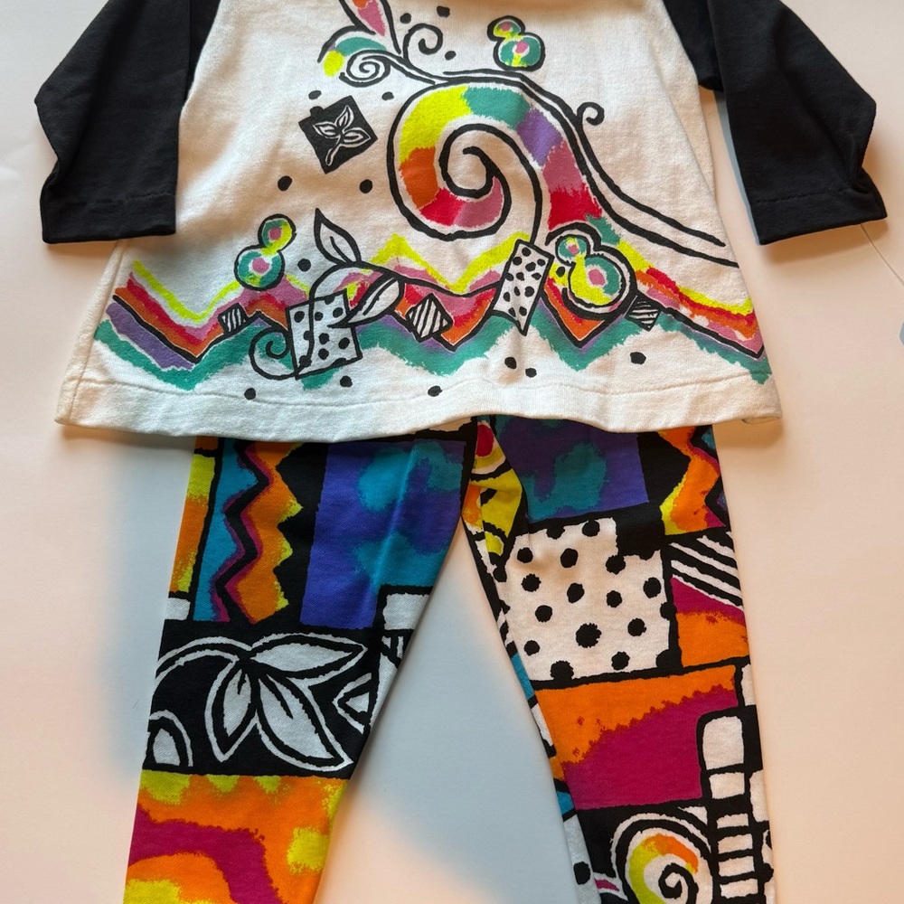 Vintage Miniwaves Inc girls 12 month Abstract Print Top and Leggings Set